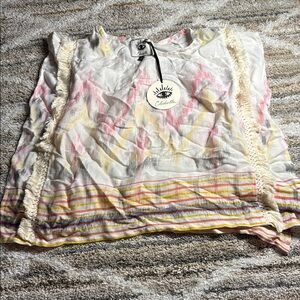 Colorful Fringe Poncho Top/swim cover up. 3T Cleobella NWT